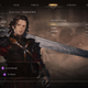 A character screen depicting the Einherjar Eygon, a dark-haired man with a massive sword slung over his shoulder.